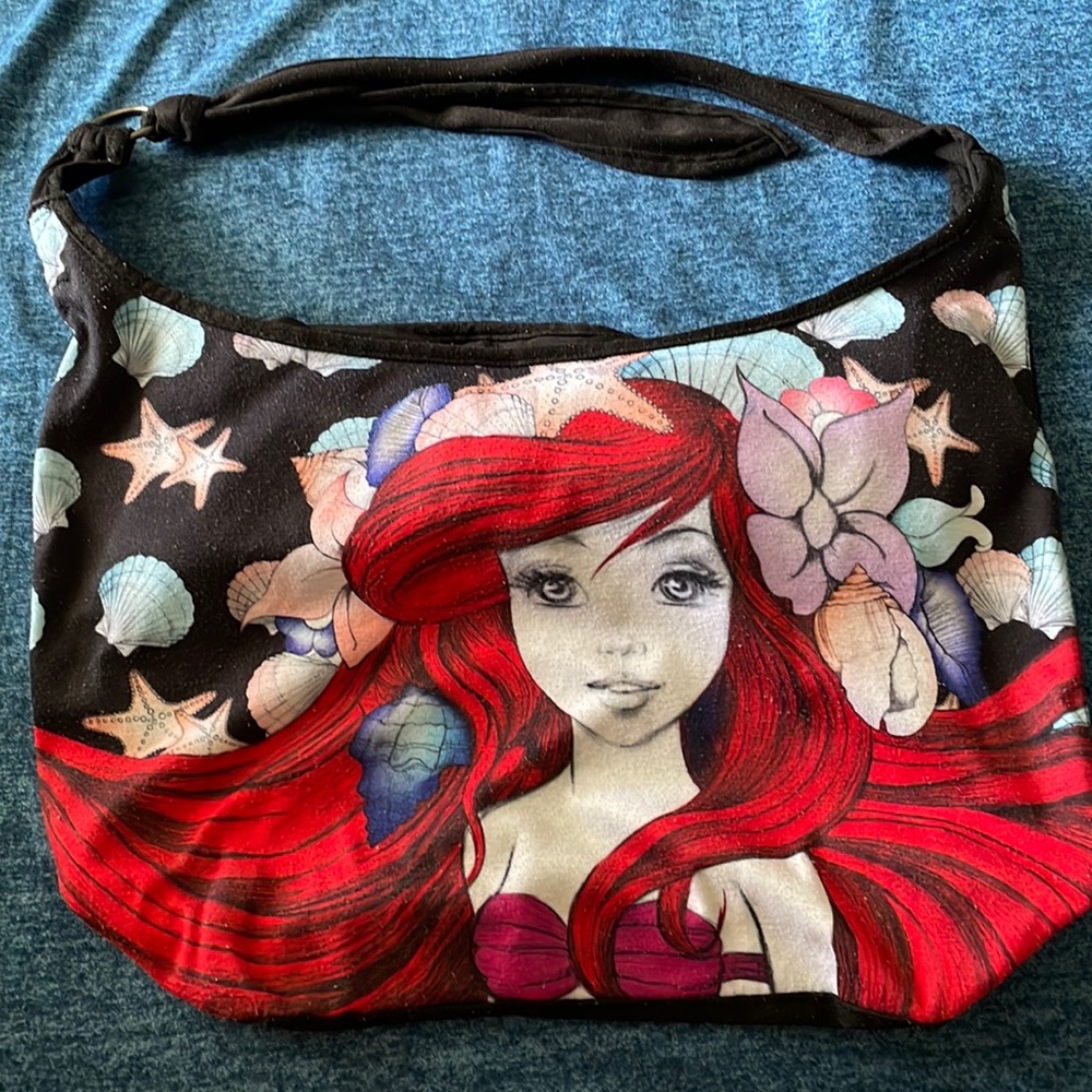 Disney Loungefly Little Mermaid Princess Ariel Fabric Tote Hobo Bag Womens Purse